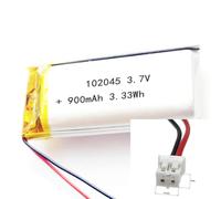 3.7V 900mAh 102045 Li ion li polymère avec connecteur JST 2pin Compatible avec les lecteurs MP3 Tablettes DVD Banques de puissance Cameras GPS Dispositifs MP4 Players et autres petites électroniques