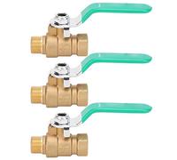 3/8 Inch Ball Valve 3Pcs | Sturdy Brass Water Shut Off Valve for Plumbing/Gas/Solar Systems | Male & Female Thread Protection - Oxidation Switch