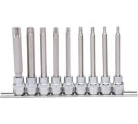 3/8" Juego de llaves de vaso con punta para tornillos TX CHROMEplus, largas, 9 pzs. T20-T60