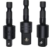 3 adaptateurs de douilles oscillantes, tige hexagonale de 6,35 mm à 6,35 mm à 9,5 mm et 12,7 mm, ensemble de douilles pivotantes universelles rotatives