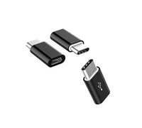 3 Adaptateurs Micro USB Femelle vers USB Type-C Mâle - Charge & Transfert - Noir -