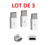 3 Adaptateurs Micro USB vers USB Type-C Blanc ¿ Convertisseurs Universels OTG pour Charge et Transfert Données ¿ Straße Tech®