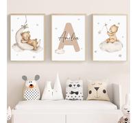 3 Affiche Chambre Bébé Beige 30X40CM Poster Personnalisé Prenom Enfant Tableau Ourson Chambre Bébé Toile Decoration Murale Enfant Garcon Poster Ourson Bebe Affiche Nounours Tableau Ours sans Cadre