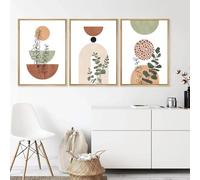 3 Affiche Decoration Murale Terracotta et Vert Tableau Art Abstrait Geometrique Plante Boheme Poster Mural Impression sur Toile Minimaliste Affiche Boho Nature Salon Toile sans Cadre (BYC016-30x40)