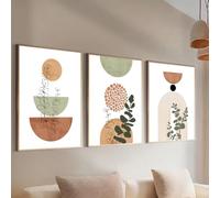 3 Affiche Decoration Murale Terracotta et Vert Tableau Art Abstrait Geometrique Plante Boheme Poster Mural Impression sur Toile Minimaliste Affiche Boho Nature Salon Toile sans Cadre (BYC016-21x30)
