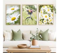 3 Affiche Marguerite 50X70CM Poster Fleur Tableau Decoration Murale Salon Nature Toile Deco Salon Affiche Paysage Printemps Poster art Moderne Tableau Chambre Adulte Vert sans Cadre