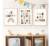 3 Affiches Lettres 30x40cm Poster You Are Love Tableau Enfant Chambre Impressions sur Toile Bebe Tableaux Decoratifs Muraux Garcon Cadeau sans Cadre