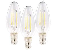 3 ampoules bougies LED E14 - 4 W - 470 lm - Blanc chaud [Luminea]