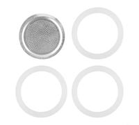 3 anneaux en silicone et 1 filtre à café en aluminium de rechange pour cafetière à moka pour machines à expresso s'adaptant à 1 2/3/6/9/12 tasses pour un meilleur débit de café (6 tasses)