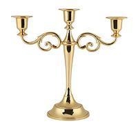 3 Arm Candle Holder Metal Candelabra | European Style for Wedding Centerpiece/Dining Table Decor | Elegant Gold & Silver Home Accent | Holds 3 Candles Simultaneously (Gold)
