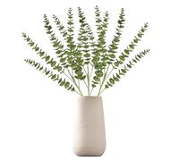 3 Articles Eucalyptus Artificiel Branches d'Eucalyptus Artificiel 78cm Plantes en Plastique Vertes Un total de15 succursales Eucalyptus Séché pour Les Mariages Les Jardins Les Décorations de Bureau