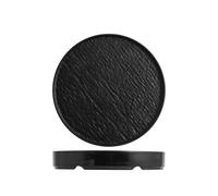 3 Assiettes Rondes Noires 22,5X3,5 Cm