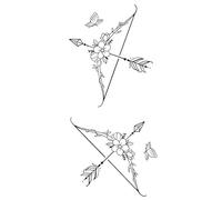 3 Autocollants De Tatouage De Fleurs D'Arc Et De Flèche, Jus D'Herbes Imperméable, Non Réfléchissant Et Ne Peut Pas Être Lavé