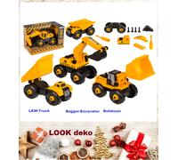 3-Baggers-Bulldozer-Benne-Bâtiment-Démontable-+-Jeu-De-Voyage-Set