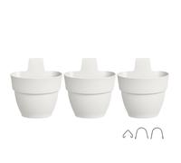 3 Balconnières En Plastique Elho Vibia Campana Forêt Verticale Blanc Soie - Ø 17 Cm Multicolore