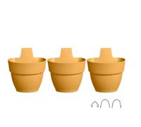 3 Balconnières En Plastique Elho Vibia Campana Forêt Verticale Jaune Miel - Ø 17 Cm Multicolore