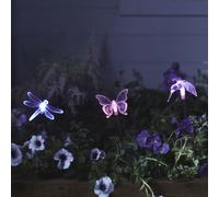 Lights4fun Lot de 3 Piquets Solaires LED - Balises Libellule, Papillon & Colibri Lumineux à Couleurs Changeantes pour Jardin Extérieur