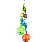 3 balles à hochet sur des chaînes colorées - jouet pour perroquets de taille moyenne et grande