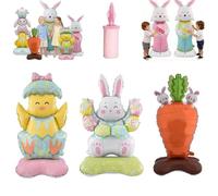 3 ballons géants 3D Bunny Balloon de 150 cm, autoportants, pour les fêtes, ballons Bunny Balloons pour les articles de fête de Pâques, décorations festives pour la maison et le jardin (B-3pcs)
