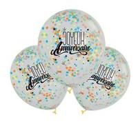 3 ballons latex bio confettis anniversaire coloré - cda 36420jam Multicolore G