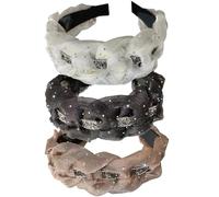 3 bandes de cheveux pour femmes Boho Wrap Tie Fashion Bandeaux de cheveux élastiques écharpe de cheveux Pretty Bow Tie Bandes de cheveux Wide Alice pour femmes Royaume-Uni et filles (SatinsDE)