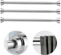 3 barres de rideau de douche de 80cm sans percer, réglable de 85cm à 140cm, barre télescopique pour douche & baignoire, barre de rideau en inox à pincer, barre de penderie en argent
