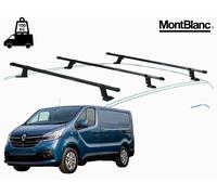 3 Barres de toit Mont Blanc pour Renault Trafic 3 2014-2020 Professional Noir