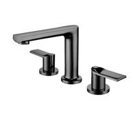 3 Basin de trous de robinet Basin Basin Set Brackaged Gold Double Manche à trois coups Basin de trou de robinet Taps en laiton Hot ou froid Tapé de salle de bain Hot ou Cold Tap, or brossé Beauty