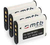3 Batteries NP-BY1 NPBY1 Compatible avec Sony HD Action Cam Mini AZ1 avec Wi-FI/HDR-AZ1 (KIT), AZ1VR [Li-ION / 3.6V / 620mAh]