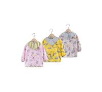 3 Bavoirs tabliers coton résistants à Manches Longues, Tabliers de repas, de Jeu, de Peinture pour Les Enfants de 6 à 36 mois , modèle fille