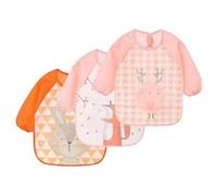 NOVAGO Lot de 3 Bavoirs Tablier résistant à l'eau à Manches Longues,Tablier de Repas,de Jeu,de Peinture pour Les Enfants de 6 à 36 Mois (3 pcs, 1)
