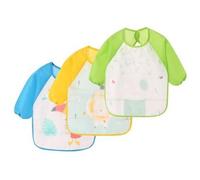 NOVAGO lot de 3 Bavoirs Tablier résistant à l'eau à Manches Longues,Tablier de Repas,de Jeu,de Peinture pour Les Enfants de 6 à 36 Mois(3 pcs, 2)