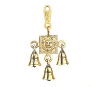 3 Bells Brass Decorative Sun Hanging Hindu Statue for Home Temple Use Statue Idol Figure with Unique for Door Wall Home Indian Traditional Festival Gifts Decor Housewarming (Size:-6"X3")