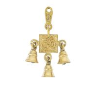 3 Bells Brass Single Om Hanging Hindu Statue for Home Temple Use Statue Hindu Idol Figure with Unique for Door Wall Home Decor Indian Traditional Festival Decoration Housewarming (Size:-6"X3")
