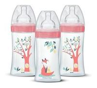 3 biberons 270 ml - Tétine plate - Rose