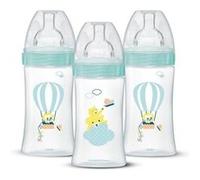 Lot De 3 Biberons - Dodie - Eb19 - 270 Ml - Tétine Plate - Vert Vert