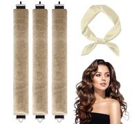 3 bigoudis sans chaleur et rouleaux de séchage de nuit - Bandeau sans chaleur, lissage de nuit pour cheveux ondulés, kit de coiffage réglable en velours (kaki)