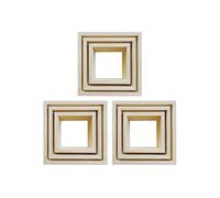 3 blocs de 3 petites étagères carrées en bois 22, 18 et 14 cm
