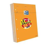 Oxford Blocs-notes agrafés et perforés 21 x 31,5 cm 160 p. Seyès 80 g Orange – lot de 3