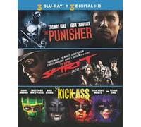 3 Blu-Ray Movie Collection The Punisher, The Spirit, Kick-Ass