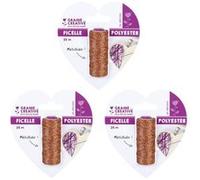 3 bobines de ficelle métallisée cuivre 25 m