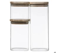 5five Bocaux hermétiques en verre avec couvercle en bois – Lot de 3