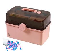 3 - Boîte de rangement pour médicaments - Zone de voyage essentielle - Boîte de rangement pour médicaments avec un premier secours - Avec ombre et médicaments électroniques avec poignée portable