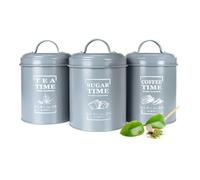 3 Boîte en Métal Boîte à Café Sugar Bowl Pot à Thé Réservoir Boîte Gris