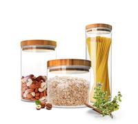 3 Boîte Set avec Couvercle Réservoir Dose Inventaire Verre Verrouillable en