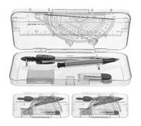 3 Boîtes Coffret Compas de Dessin 7 Outils, Métal et Plastique