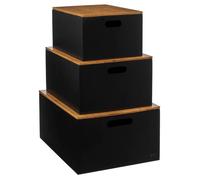3 boîtes couvercle ""Bava"" noir bambou