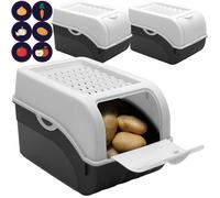 3 Boîtes de conservation alimentaire 5L Blanc ARTECSIS / Boite a Pomme de terre Stickers inclus Stockage Légumes Fruits Oignons