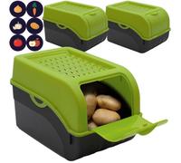 3 Boîtes de conservation alimentaire Vert + 6 Stickers ARTECSIS / pour env. 4kg de Pommes de terre / Légumes Oignons