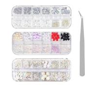 3 Boîtes De Diamants Nail Art Et 1 Pince À Épiler, Décorations Pour Ongles, Accessoires De Nail Art Diy, Autocollants Pour Ongles À Paillettes, Accessoires De Nail Art